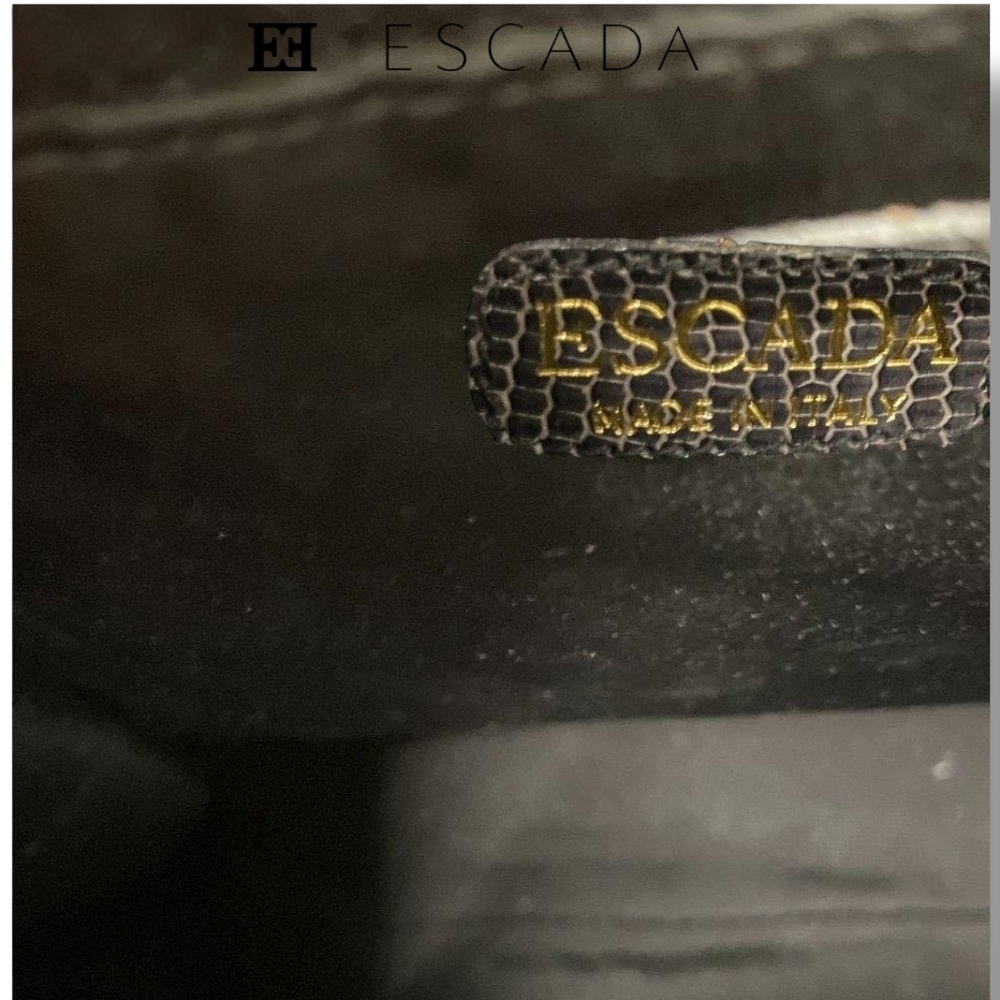 Vintage ESCADA Genuine Lizard Exotic Leather Shoulder Bag Brown Gold Hardware - Picture 6 of 9